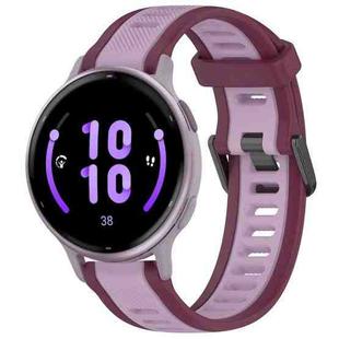 For Garmin Active 5 20mm Two Color Textured Silicone Watch Band(Purple)