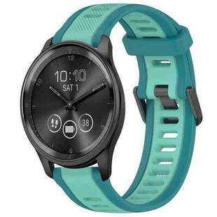 For Garmin VivoMove Trend 20mm Two Color Textured Silicone Watch Band(Teal)