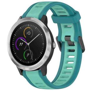 For Garmin Vivoactive 3 20mm Two Color Textured Silicone Watch Band(Teal)