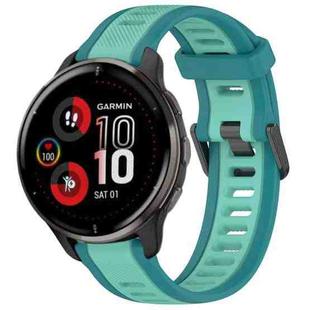 For Garmin Venu 2 Plus 20mm Two Color Textured Silicone Watch Band(Teal)