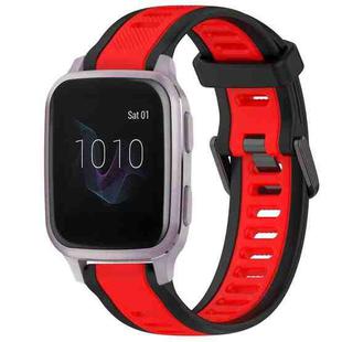 For Garmin Venu SQ 20mm Two Color Textured Silicone Watch Band(Red+Black)