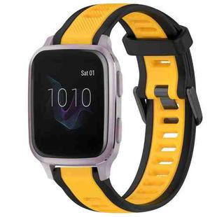 For Garmin Venu SQ 20mm Two Color Textured Silicone Watch Band(Yellow+Black)