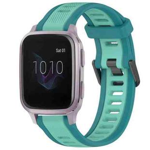 For Garmin Venu SQ 20mm Two Color Textured Silicone Watch Band(Teal)