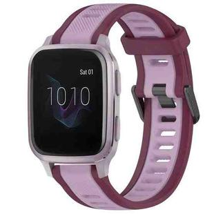 For Garmin Venu SQ 20mm Two Color Textured Silicone Watch Band(Purple)