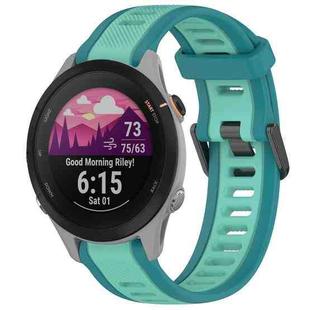 For Garmin Forerunner 255S 18mm Two Color Textured Silicone Watch Band(Teal)