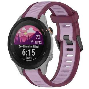 For Garmin Forerunner 255S 18mm Two Color Textured Silicone Watch Band(Purple)