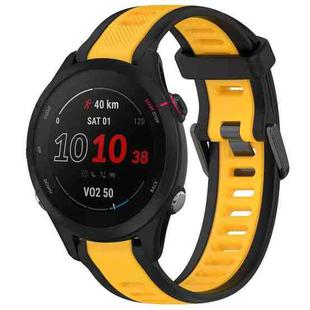 For Garmin Forerunner 255S Music 18mm Two Color Textured Silicone Watch Band(Yellow+Black)
