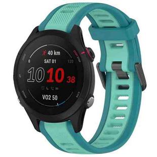 For Garmin Forerunner 255S Music 18mm Two Color Textured Silicone Watch Band(Teal)