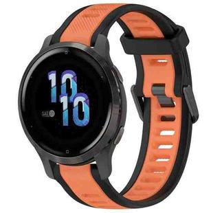 For Garmin Venu 2S 18mm Two Color Textured Silicone Watch Band(Orange+Black)