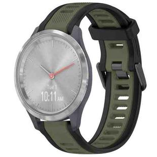 For Garmin Vivomove 3S 18mm Two Color Textured Silicone Watch Band(Green+Black)