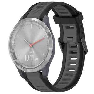 For Garmin Vivomove 3S 18mm Two Color Textured Silicone Watch Band(Grey+Black)