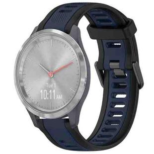 For Garmin Vivomove 3S 18mm Two Color Textured Silicone Watch Band(Midnight Blue+Black)