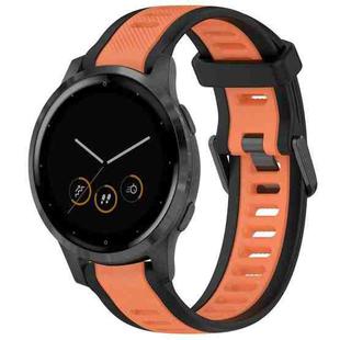 For Garmin Vivoactive 4S 18mm Two Color Textured Silicone Watch Band(Orange+Black)