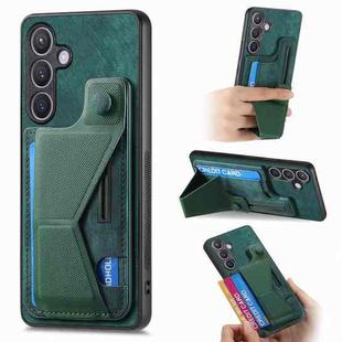 For Samsung Galaxy S24+ 5G II K-shaped Slide Holder Card Slot Phone Case(Green)