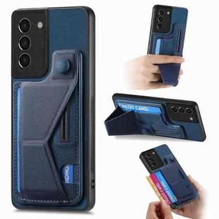 For Samsung Galaxy S21 5G II K-shaped Slide Holder Card Slot Phone Case(Blue)
