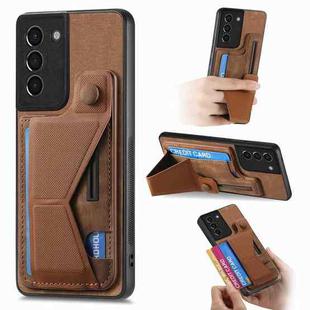 For Samsung Galaxy S21 5G II K-shaped Slide Holder Card Slot Phone Case(Brown)