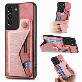 For Samsung Galaxy S21+ 5G II K-shaped Slide Holder Card Slot Phone Case(Pink)