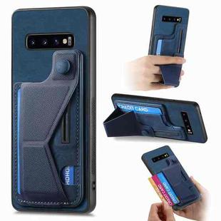 For Samsung Galaxy S10 II K-shaped Slide Holder Card Slot Phone Case(Blue)