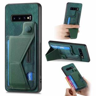 For Samsung Galaxy S10 II K-shaped Slide Holder Card Slot Phone Case(Green)