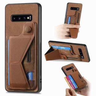 For Samsung Galaxy S10 II K-shaped Slide Holder Card Slot Phone Case(Brown)