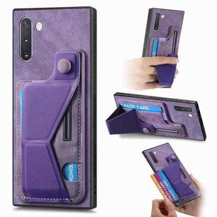 For Samsung Galaxy Note10 II K-shaped Slide Holder Card Slot Phone Case(Purple)