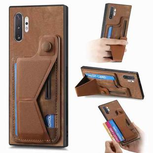 For Samsung Galaxy Note10+ II K-shaped Slide Holder Card Slot Phone Case(Brown)