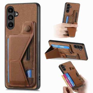 For Samsung Galaxy A34 5G II K-shaped Slide Holder Card Slot Phone Case(Brown)