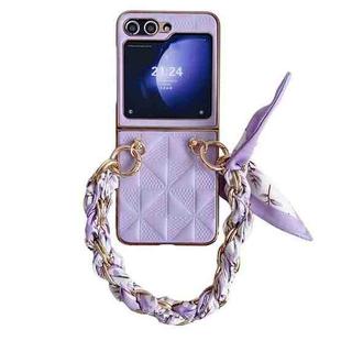 For Samsung Galaxy Z Flip5 Checkered Scarf Bracelet Phone Case(Purple)