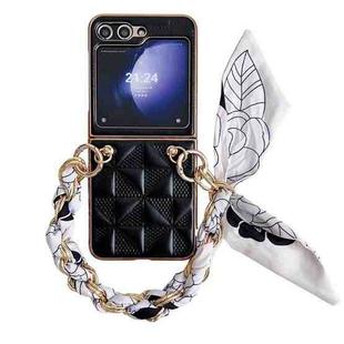 For Samsung Galaxy Z Flip5 Checkered Scarf Bracelet Phone Case(Black)