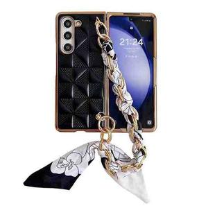For Samsung Galaxy Z Fold5 Checkered Scarf Bracelet Phone Case(Black)