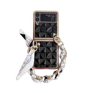 For Samsung Galaxy Z Flip4 Checkered Scarf Bracelet Phone Case(Black)