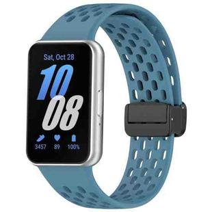 For Samsung Galaxy Fit 3 Hole Style Magnetic Folding Buckle Silicone Watch Band(Blue)