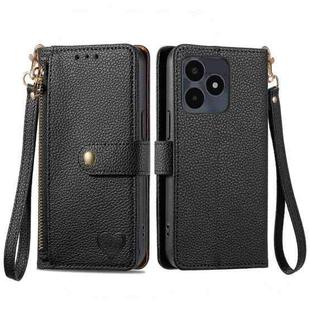 For Realme Note 50 Love Zipper Lanyard Leather Phone Case(Black)