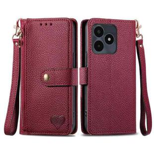 For Realme Note 50 Love Zipper Lanyard Leather Phone Case(Red)