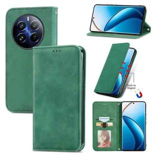For Realme 12 Pro Retro Skin Feel Magnetic Leather Phone Case(Green)