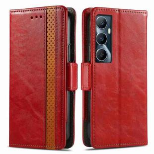 For Realme C65 CaseNeo Splicing Dual Magnetic Buckle Leather Phone Case(Red)