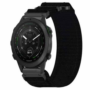 For Garmin MARQ Golfer 22mm Nylon Hook And Loop Fastener Watch Band(Black)