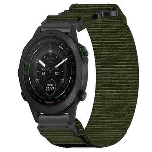 For Garmin MARQ Golfer 22mm Nylon Hook And Loop Fastener Watch Band(Army Green)