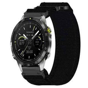 For Garmin MARQ Athlete Gen 2 22mm Nylon Hook And Loop Fastener Watch Band(Black)