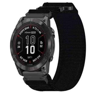 For Garmin Fenix 7X Pro 51mm 26mm Nylon Hook And Loop Fastener Watch Band(Black)