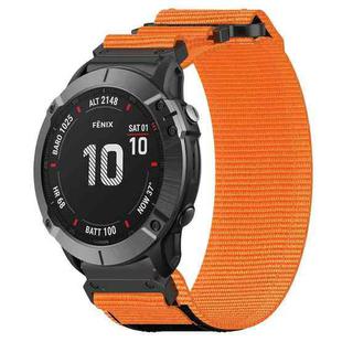 For Garmin Fenix 6X Pro 26mm Nylon Hook And Loop Fastener Watch Band(Orange)