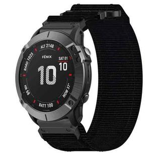 For Garmin Fenix 6X Pro 26mm Nylon Hook And Loop Fastener Watch Band(Black)