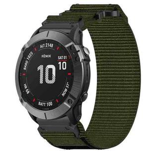 For Garmin Fenix 6X Pro 26mm Nylon Hook And Loop Fastener Watch Band(Army Green)