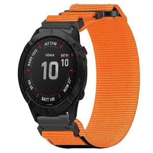 For Garmin Fenix 6X Sapphire 26mm Nylon Hook And Loop Fastener Watch Band(Orange)