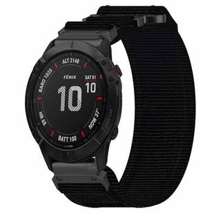 For Garmin Fenix 6X Sapphire 26mm Nylon Hook And Loop Fastener Watch Band(Black)