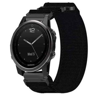 For Garmin Fenix 5S Plus 20mm Nylon Hook And Loop Fastener Watch Band(Black)