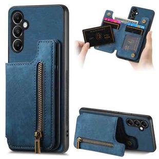 For Samsung Galaxy S23 FE 5G Retro Leather Zipper Wallet Back Phone Case(Blue)