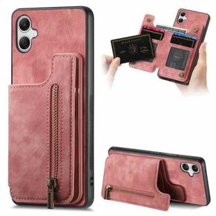 For Samsung Galaxy A04 4G Retro Leather Zipper Wallet Back Phone Case(Pink)