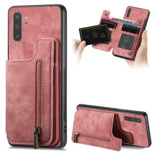 For Samsung Galaxy Note10+ Retro Leather Zipper Wallet Back Phone Case(Pink)