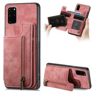 For Samsung Galaxy S20+ Retro Leather Zipper Wallet Back Phone Case(Pink)